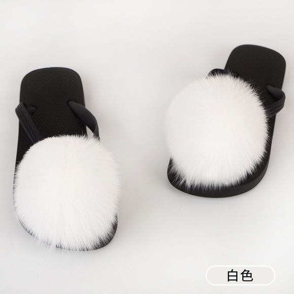 Pom Pom real fur flip flops - Sizes 8-12 Women’s different colours avail… - Picture 10 of 14